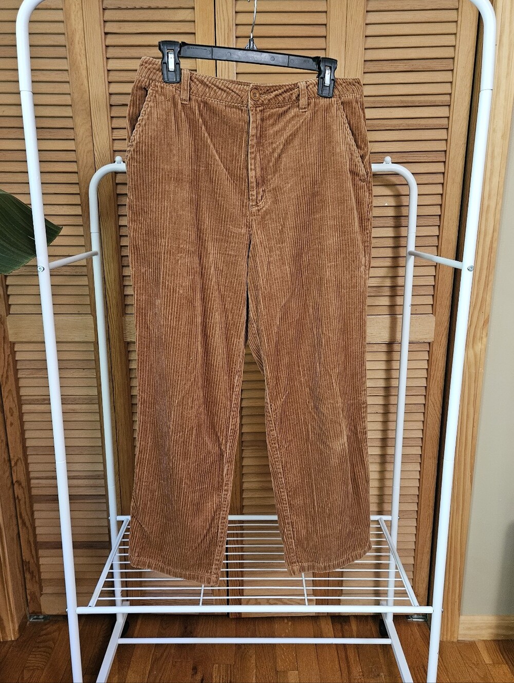 Rust Brown Granola Girl Gritty Boho Fisherman Corduroy High Waist Pants
